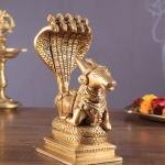 Brass Superfine Nandi with Vasuki Naag Idol | 6" Height | Antique Polish | Sacred Hindu Art | Traditional Collection | Divine Protection | Jaipurio